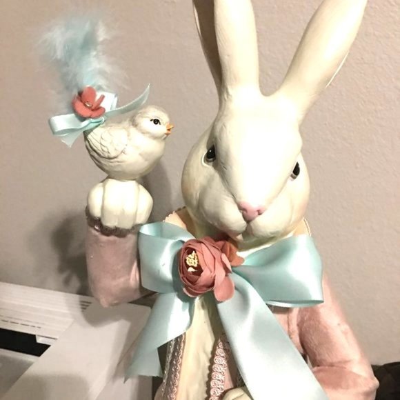 K&K Interiors Velvet Rabbit 21 Inches Tall,  Br1 - Picture 3 of 7